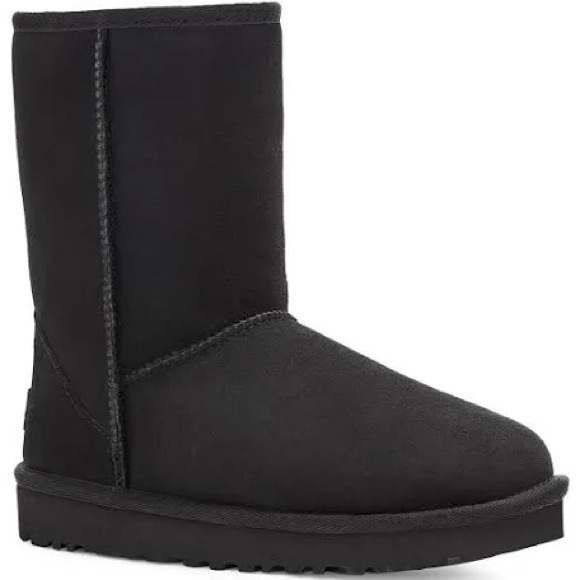 UGG Shoes - UGG Eva Black Sheepskin Suede Short Boots Womens size 7